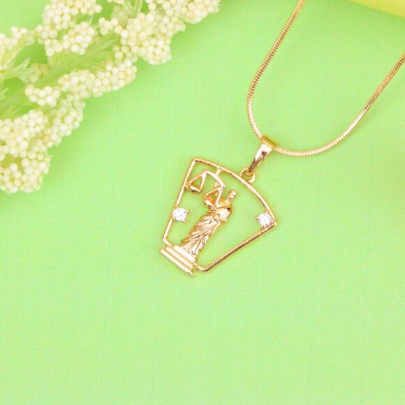 "Lady Justice Rose Gold Pendant with Crystal Accents, XPPT1588 - Picture 12 of 13